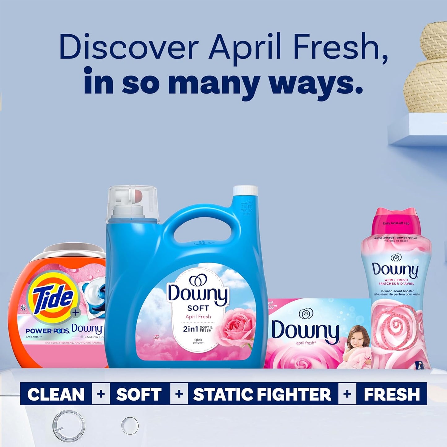 Downy Soft Liquid Fabric Conditioner Cool Cotton, Wrinkle-Reduction Laundry Softener for Crisp Work Attire and Focus-Friendly Home Office