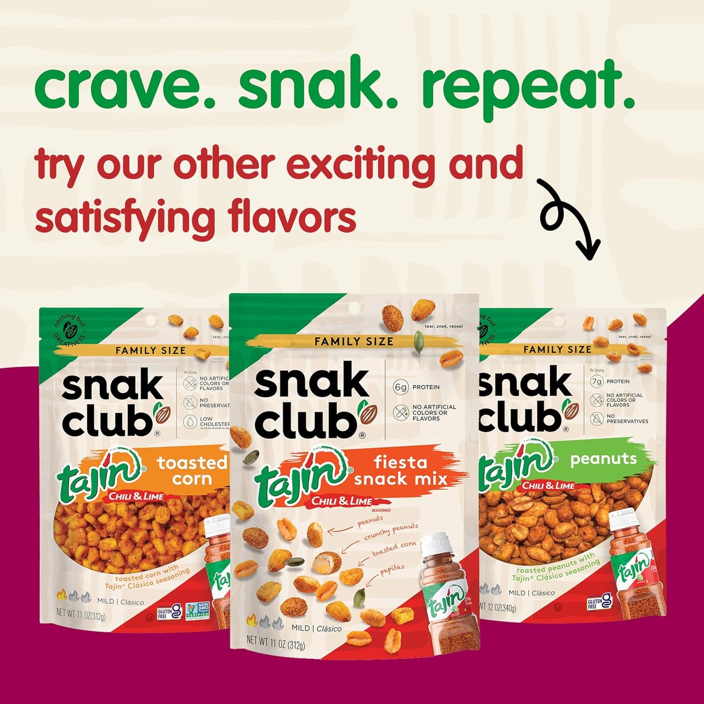 Snak Club Tajin Crunchy Peanuts – Snack Lover Gift Basket Staple with 5g Protein and Tajin Chili Lime Seasoning, 10.5 oz