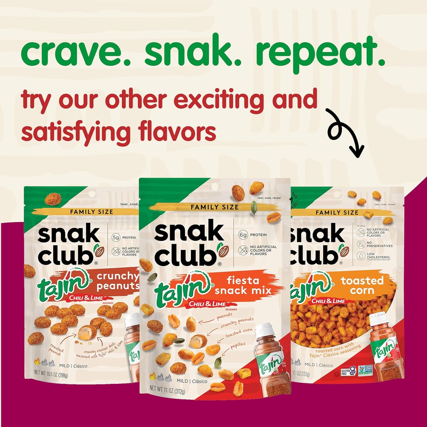 Snak Club Tajín Peanuts – Travel-Friendly Non-Perishable Snack for Hiking and Tailgates, Gluten-Free, 12 oz
