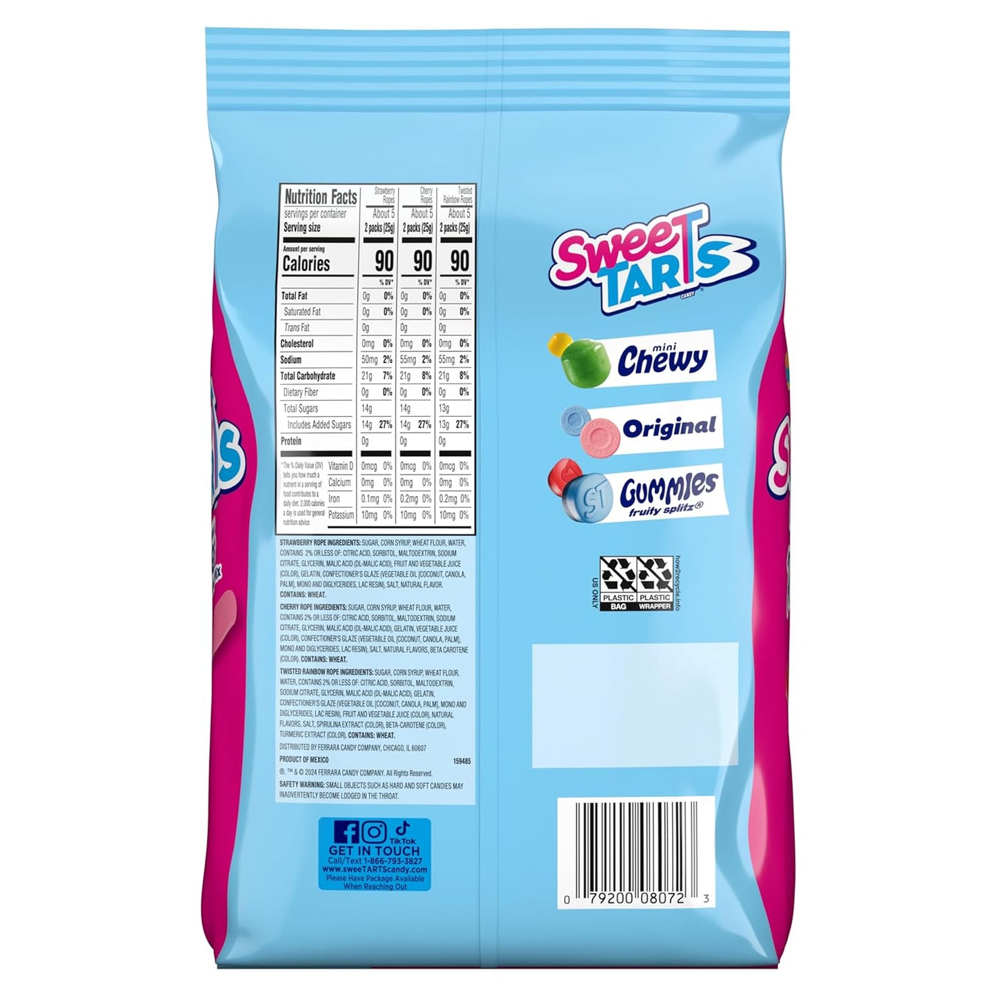 SweeTARTS Ropes 15 oz Dye-Free Chewy Candy – Parent-Approved Snack for Kids Lunchboxes, Road Trips, and Boo-Boos