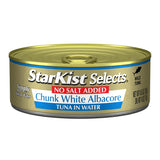 StarKist Selects No Salt Added Chunk White Albacore Tuna in Water - 4.5 oz Can for Mediterranean and Clean Eating Routines