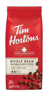 Tim Hortons Whole Bean Original Medium Roast Coffee – Study Companion for Late-Night Sessions, 12 oz Bag