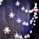 WesGen Snowflake String Lights Waterproof – Rental-Friendly Kids' Room & Apartment Holiday Lighting, No Outlet Needed