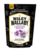 Wiley Wallaby Black Licorice Beans – Soothing Soft Candy for Stress-Relief Snacking, Resealable Bag