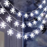 LuminGlow Snowflake String Lights – Garden Party Decor, Weatherproof Battery Powered Lights for Pergola and Fence