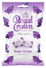Regal Crown Sour Grape Hard Candy | Low-Calorie Desk Snack for Diet-Conscious Adults | Individually Wrapped Tart Hard Candy, 6.25oz Peg Bag