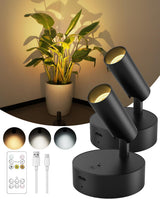 Decorative Wireless Uplighting for Indoor Trees and Gallery Walls, Battery Powered Spot Light with Timer for Mantel Displays