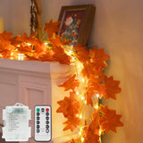 suddus Leaf Vine Lights for Balcony and Tent – Portable 33ft Battery Fairy Lights for Camping Nights