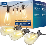 VIPAR Child-Safe Patio String Lights – Shatterproof ST38 Bulbs with Sealed Sockets for Rain, Snow, and Stormy Nights