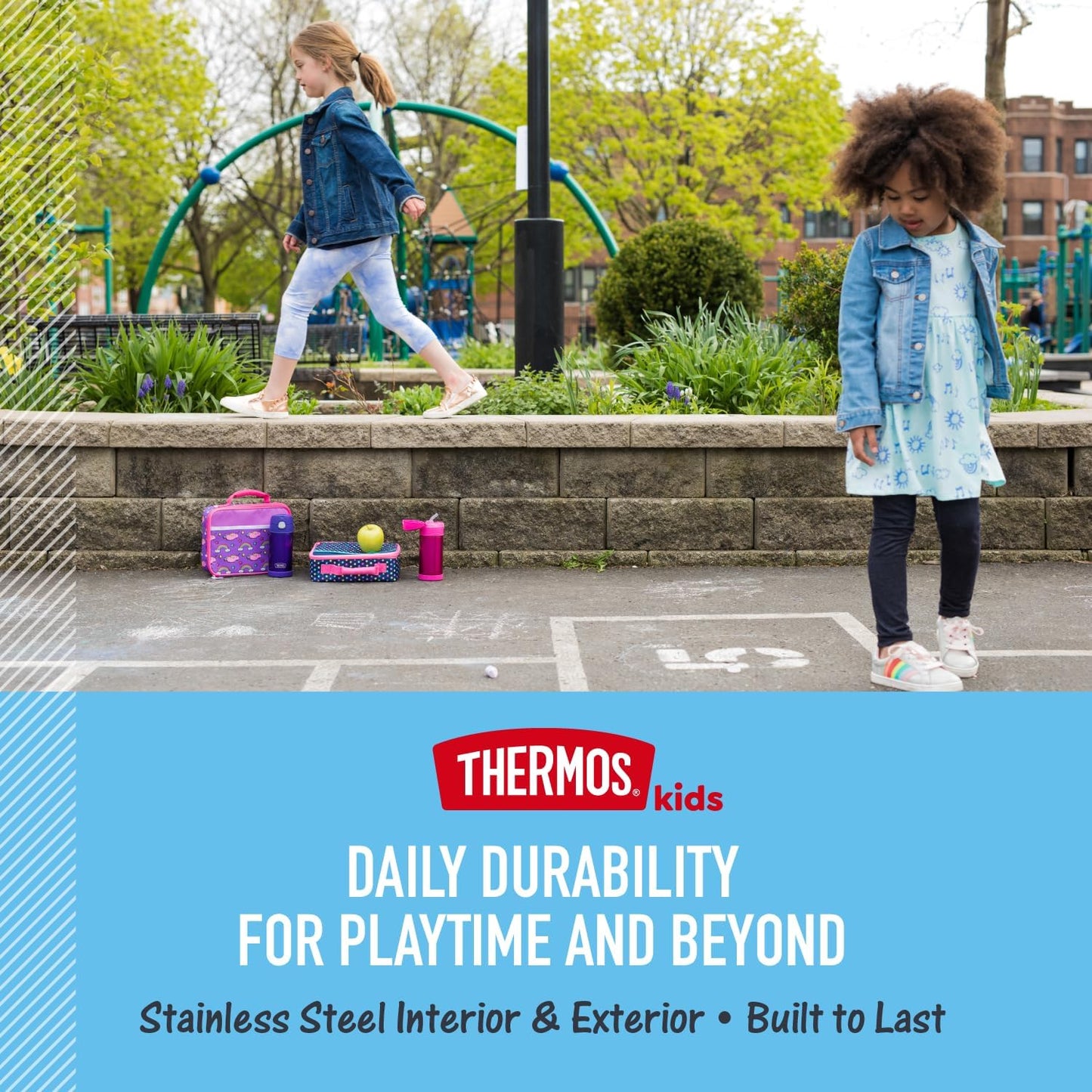 THERMOS FUNTAINER Vacuum Insulated Kids Bottle with Straw - All-Day Cold Drinks for Family Travel and Car Rides
