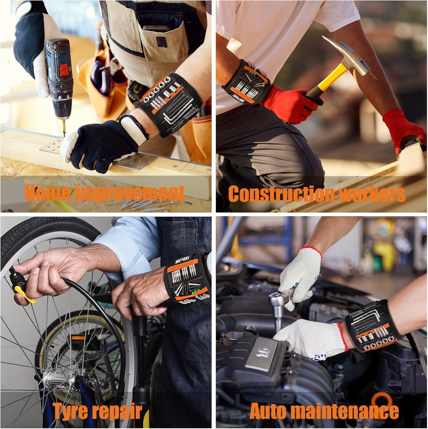 WEARXI Magnetic Wristband Tool Holder – One-Handed Fastener Access for DIY Home Improvement and Renovation Projects