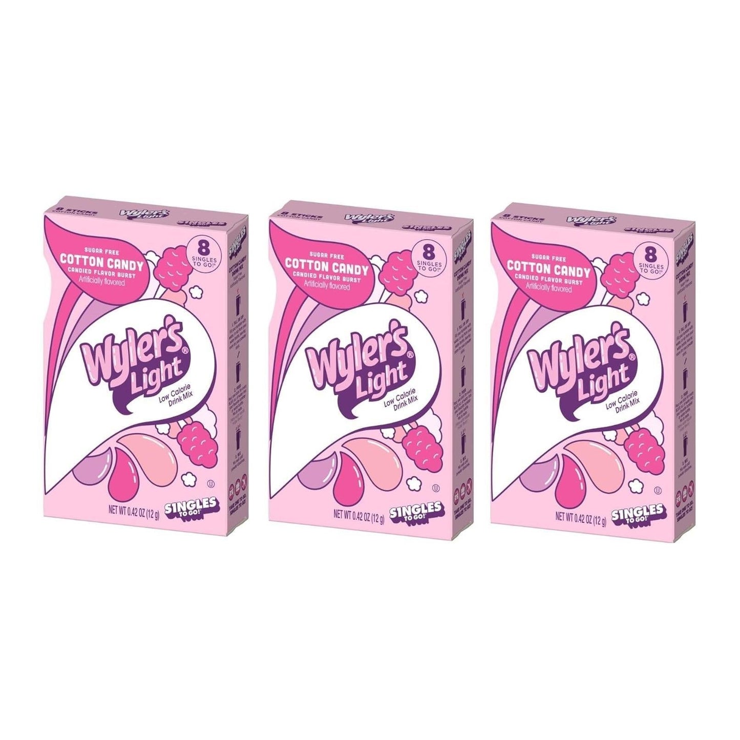 Wyler's Light Cotton Candy Drink Packets - Sugar Free Flavoring for Fitness Recovery Gym Bags and Hydration Rituals