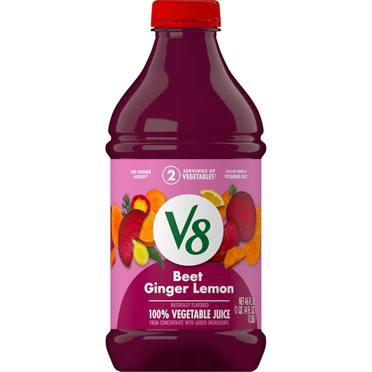 100% vegetable juice with concentrated beet, sweet potato, and carrot juice base