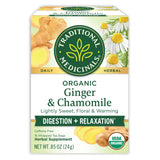 Traditional Medicinals Caffeine-Free Ginger & Chamomile Tea – Encouraging Valentine's Day Gift for Her Wellness Routine, 16 Bags
