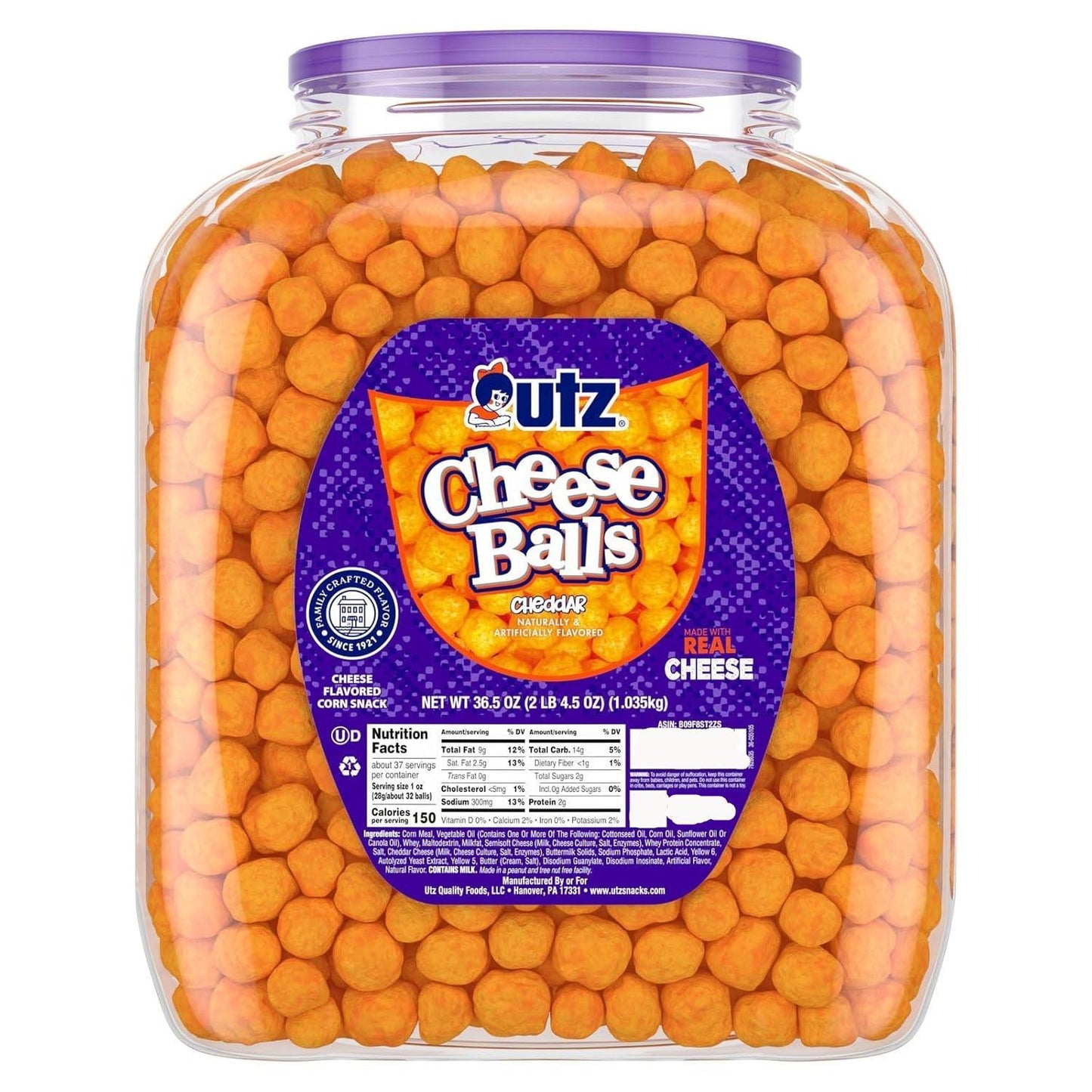 36.5 oz resealable plastic barrel container
