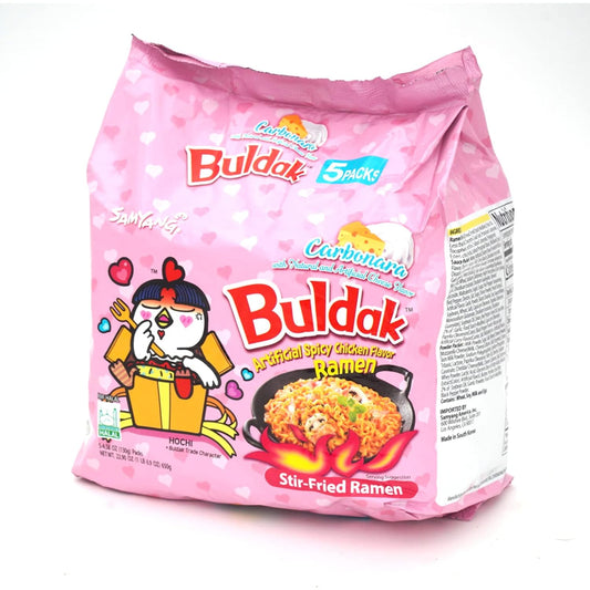 7 available flavor variants spanning mild-cheesy to extreme heat (original, cheese, carbonara, cream carbonara, quattro cheese, 2x spicy, habanero lime)