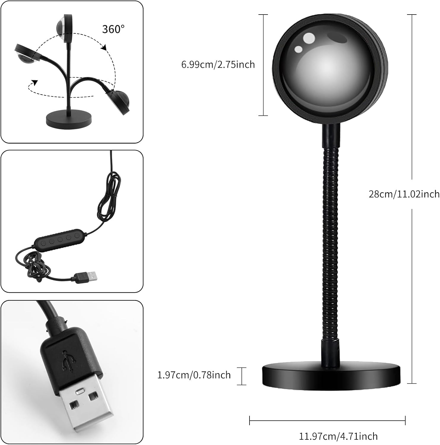 Acelisty Sunset Glow Lamp – Holiday Christmas Gift for Friends and Couples, Smart App Mood Lighting