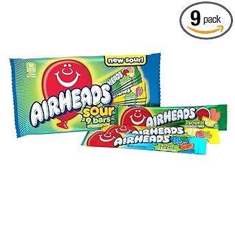 Airheads Sour Three-Flavor Taffy – Individually Sealed Bars for Clean Sharing at Birthday Parties and Movie Nights