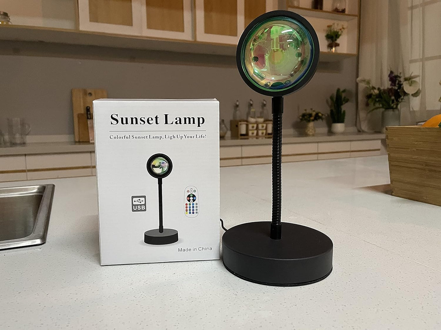 AuroraBeam Sunset Lamp – Christmas Gift Idea for Mom and Best Friend, 360° Rotating Ambient Light