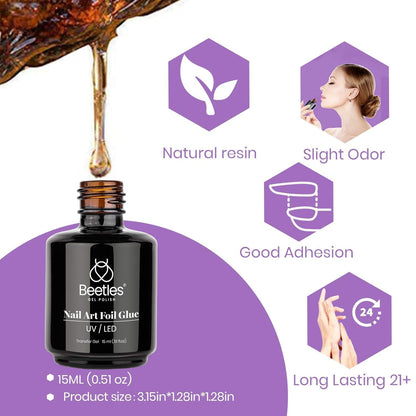Beetles Foil Transfer Gel for Nails – Beauty School Training Essential, 15ml Soak-Off Polish for Nail Art Practice Sessions