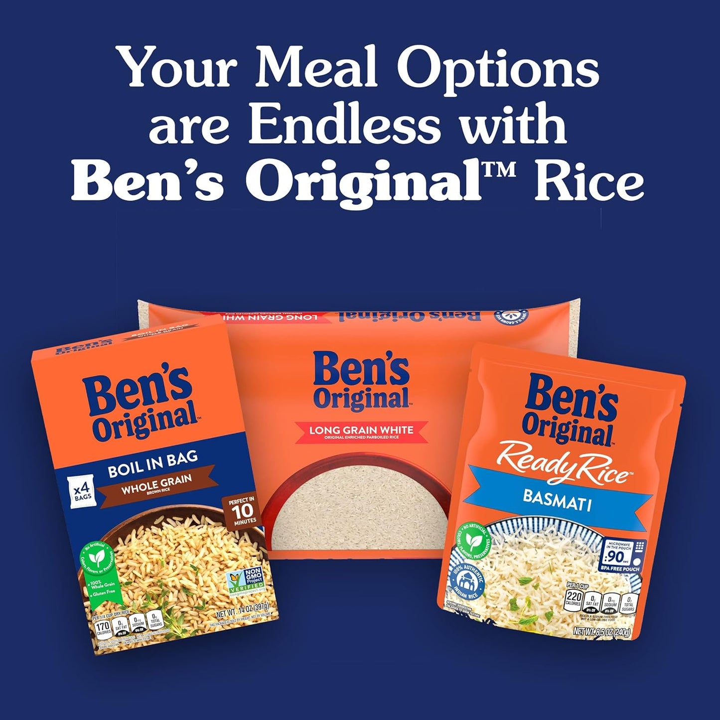 BEN'S ORIGINAL Converted Long Grain Rice, 5 lb Pack – Heart-Smart, Fortified Rice Base for Mindful Meal Planning