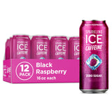 Sparkling Ice Caffeine Black Raspberry Sparkling Water for Wellness Focused Drinkers, Zero Sugar Daily Vitamin Boost in 16 oz Cans