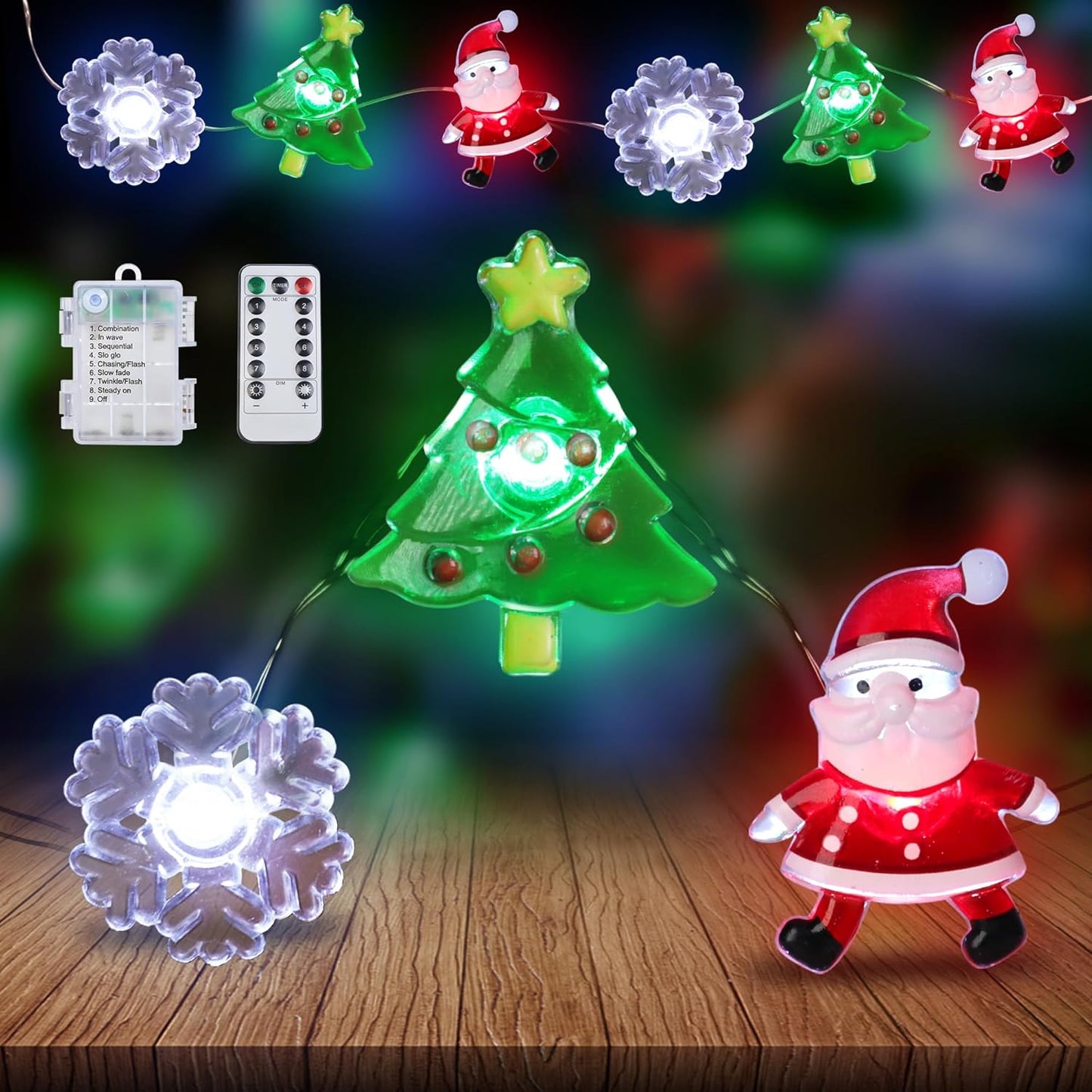[BRAND] Weather Resistant Santa Tree Snowflake LED Lights – Garden, Pergola, and RV Awning Christmas Styling