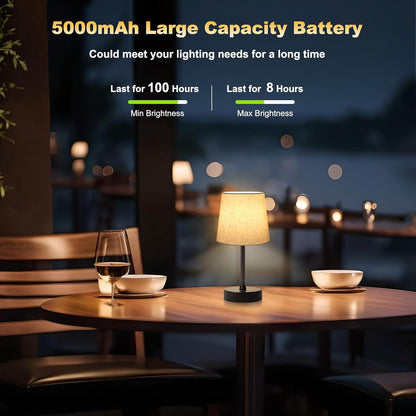 BRIGHTY — Simple Rechargeable Bedside Lamp for Intentional Living Spaces, Compact 11.4 Inch Footprint in Soft White