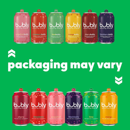 bubly Sparkling Water Blackberry – Easy Gift Idea for the Person Trying to Quit Soda This New Year, Pack of 8 Slim Cans