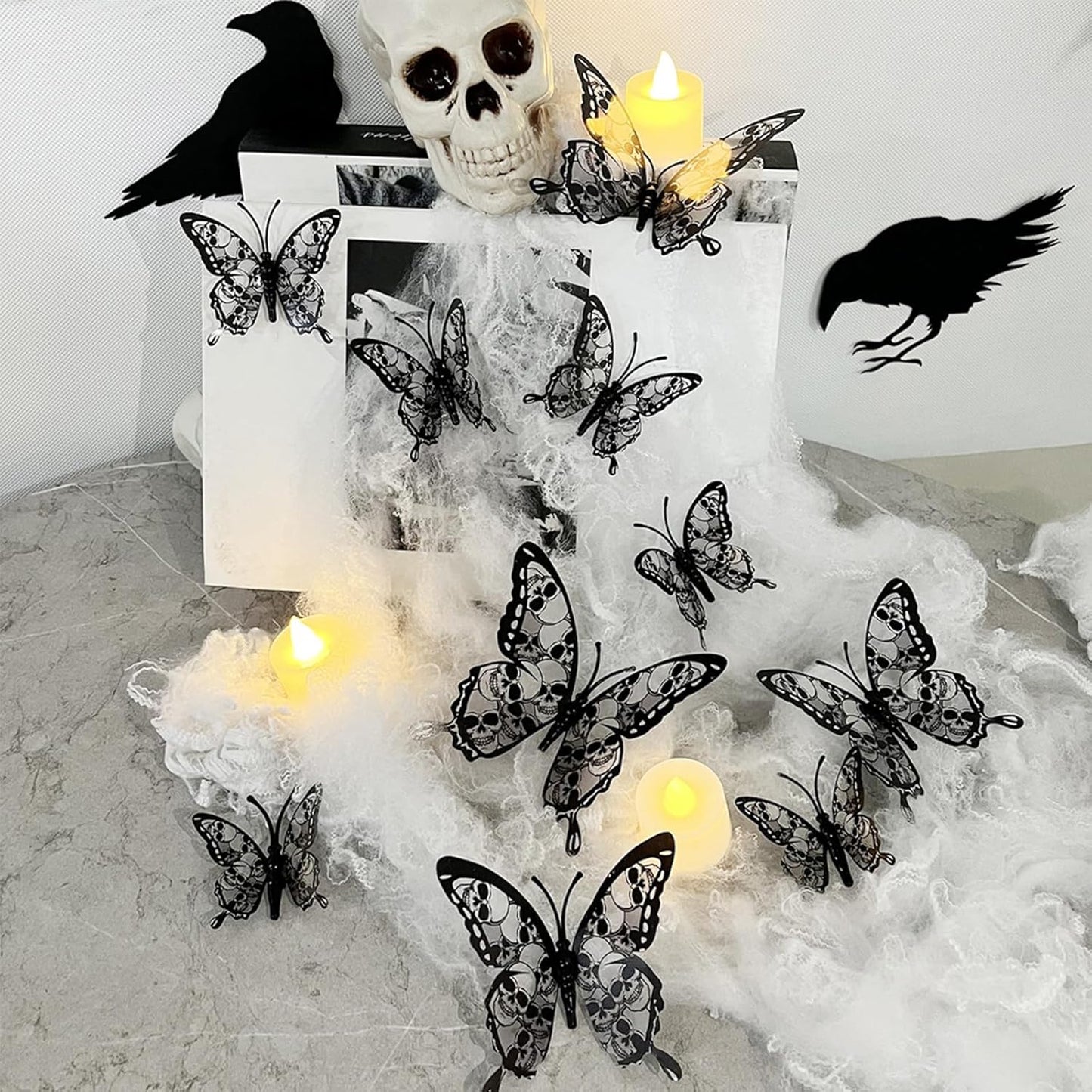 Halloween Bat Stickers – Foldable 3D PVC Wall Decals in Orange Purple Black, Cozy Home Decor Accent for Living Room Walls and Mantles