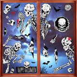 Halloween Window Stickers - Thoughtful Hostess Gift for Party Planners, Double-Sided Skull Decals with Storage Sleeve