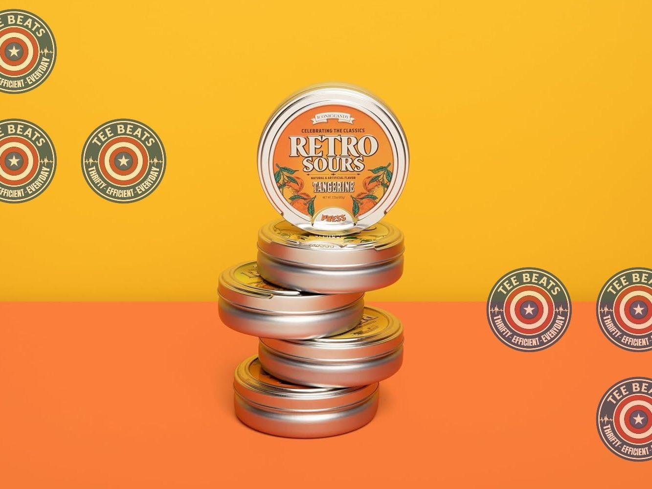 Iconic Candy Retro Sours Hard Tangy Candy Tin – Camping Snack with Collectible Tin, Mango Hard Tangy Candy