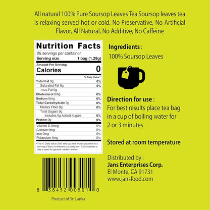 Jans Graviola Leaf Tea Bags – Calming Scent Companion for Reading Nook and Mindfulness Hour