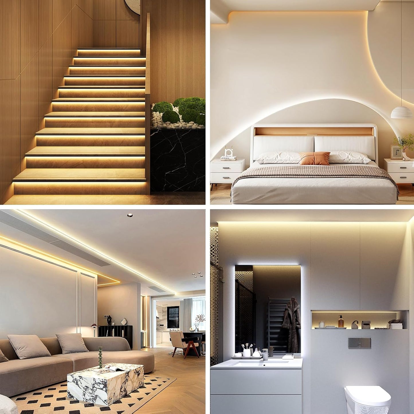 LotusLamp X Hidden Cove LED Strip – Effortless Recessed Lighting for Less-Is-More Home Design, 100ft