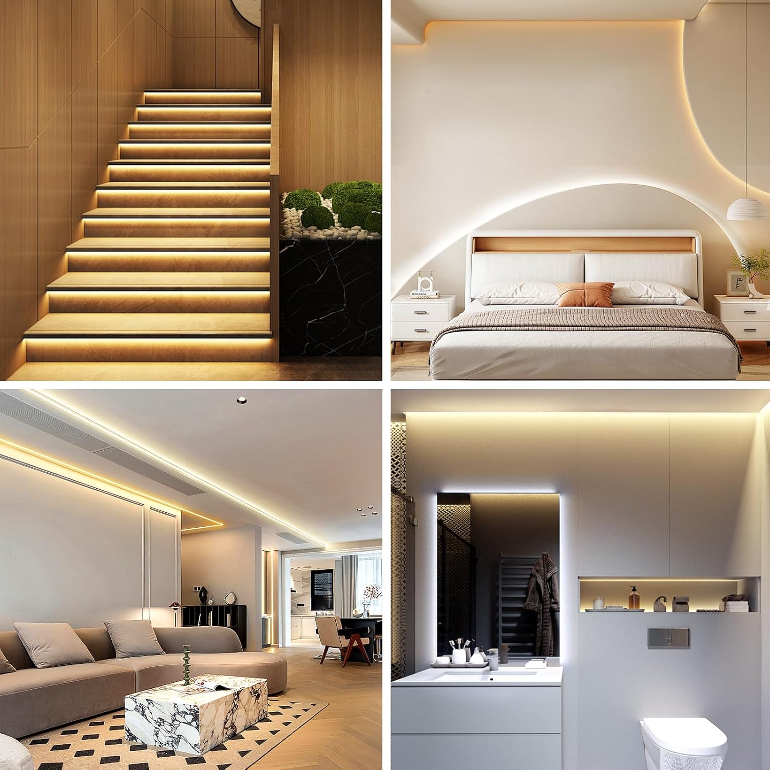 LotusLamp X Hidden Cove LED Strip – Effortless Recessed Lighting for Less-Is-More Home Design, 100ft