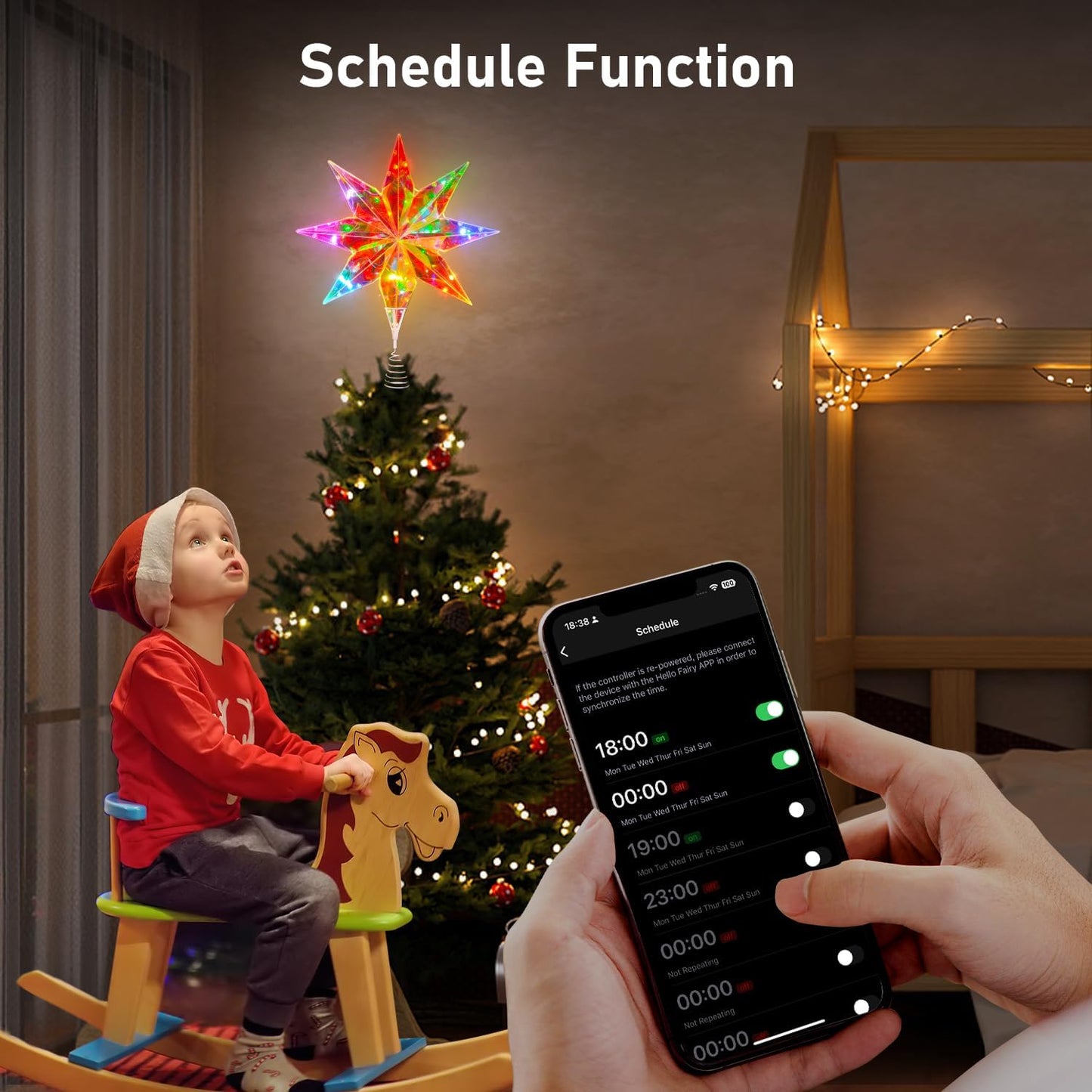LumaGlow Smart Star Tree Topper – Family Living Room Christmas Centerpiece with Auto Shutoff Timer