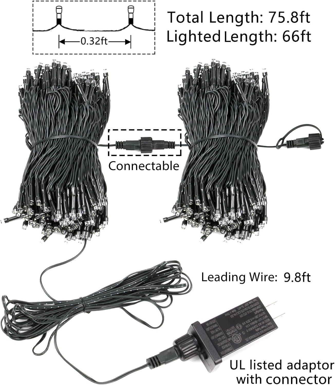 Lumify Green Wire 75.8ft String Lights – Valentine's Day and Anniversary Home Decor Gift for Couples