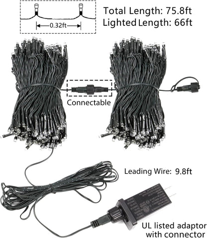 Lumify Green Wire 75.8ft String Lights – Valentine's Day and Anniversary Home Decor Gift for Couples