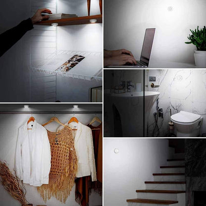 LUXMOM Battery Powered Puck Lights – Flameless Under Cabinet Lighting for Kitchen Path Safety, No Wiring or Fire Risk