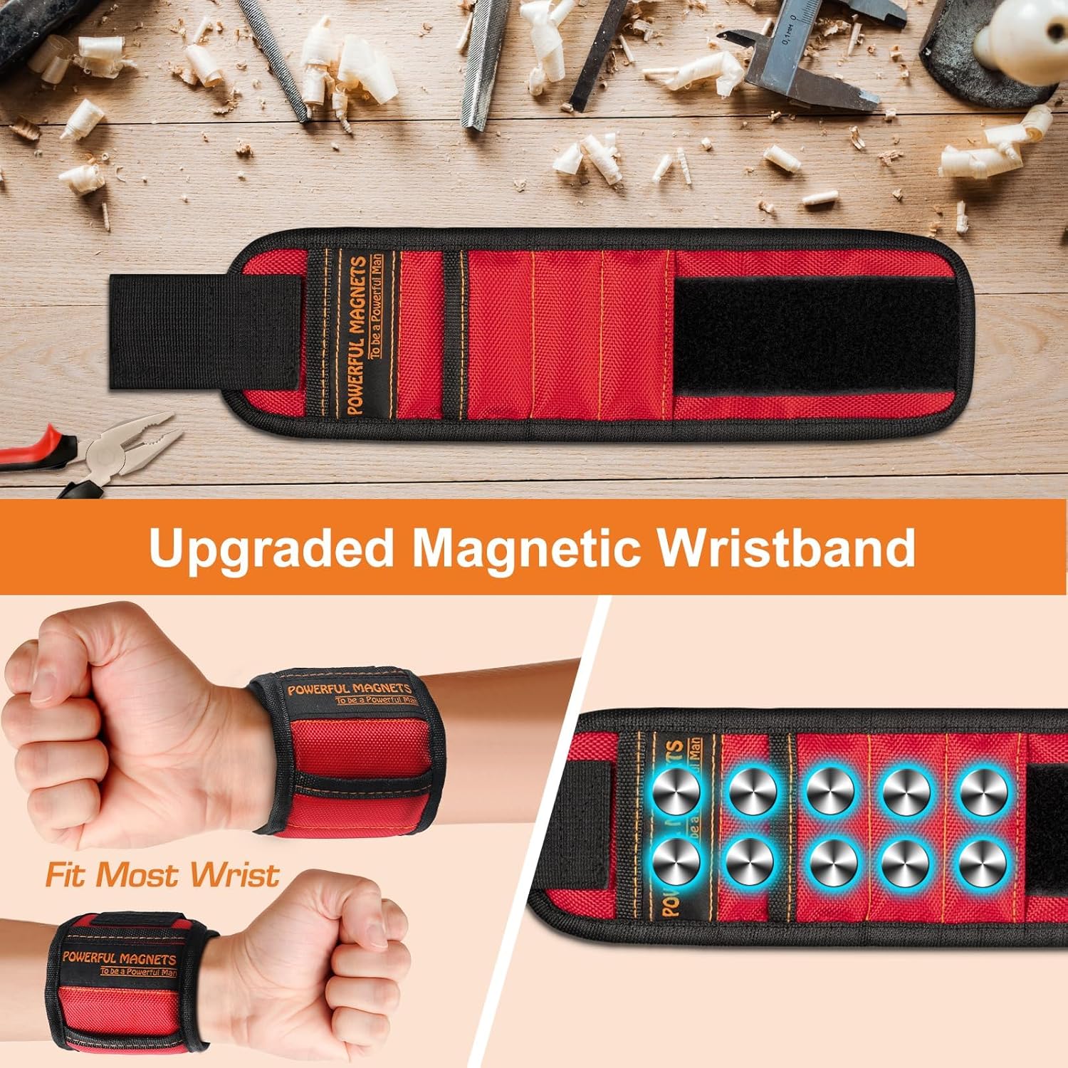 Magnetic Wristband 2-Pack – Couple’s Gift for Him & Her, Shared Workshop Stocking Stuffer for Adults