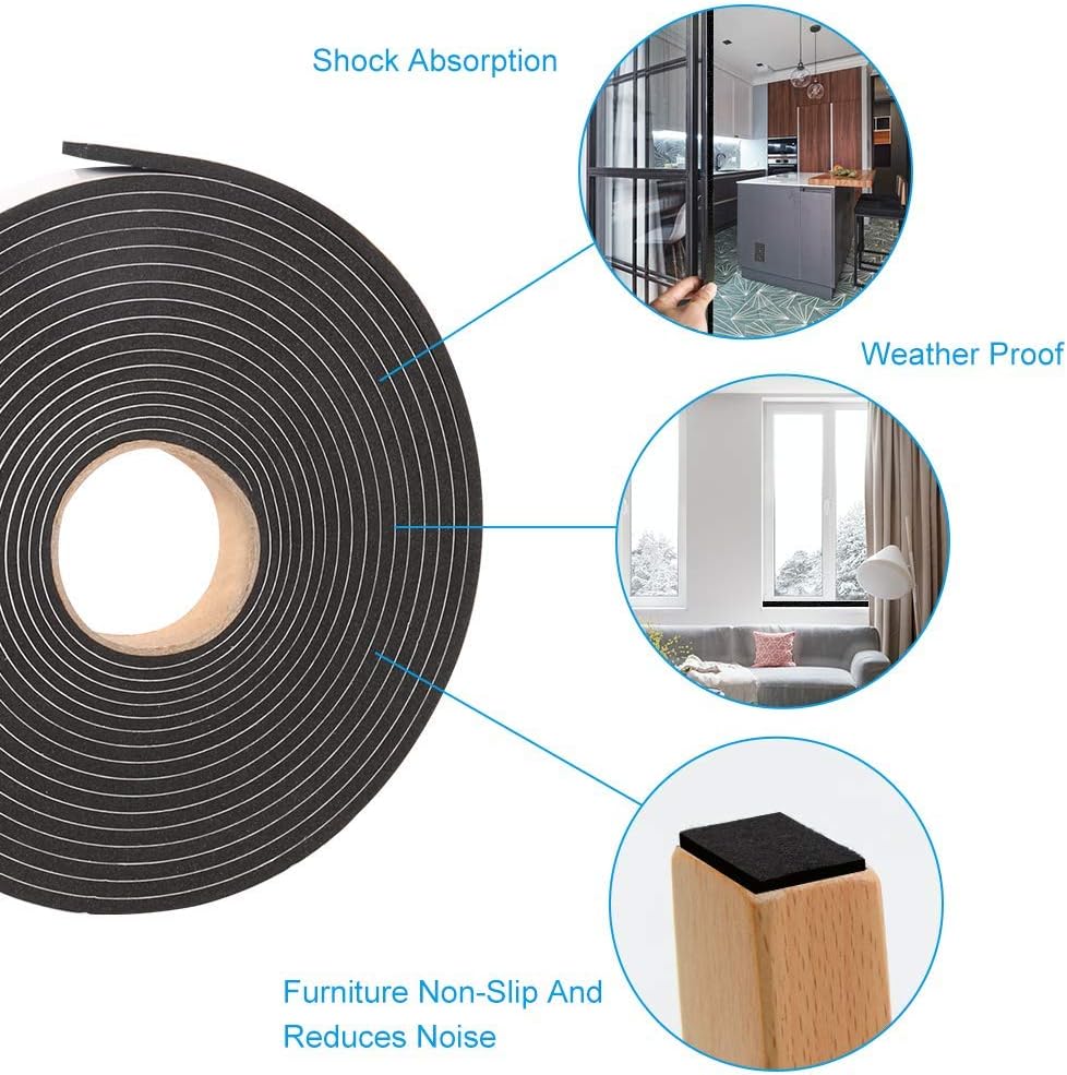 Office Quiet Foam Seal – Black Window and Door Weather Strip for Conference Nooks and Deep Work Bedrooms