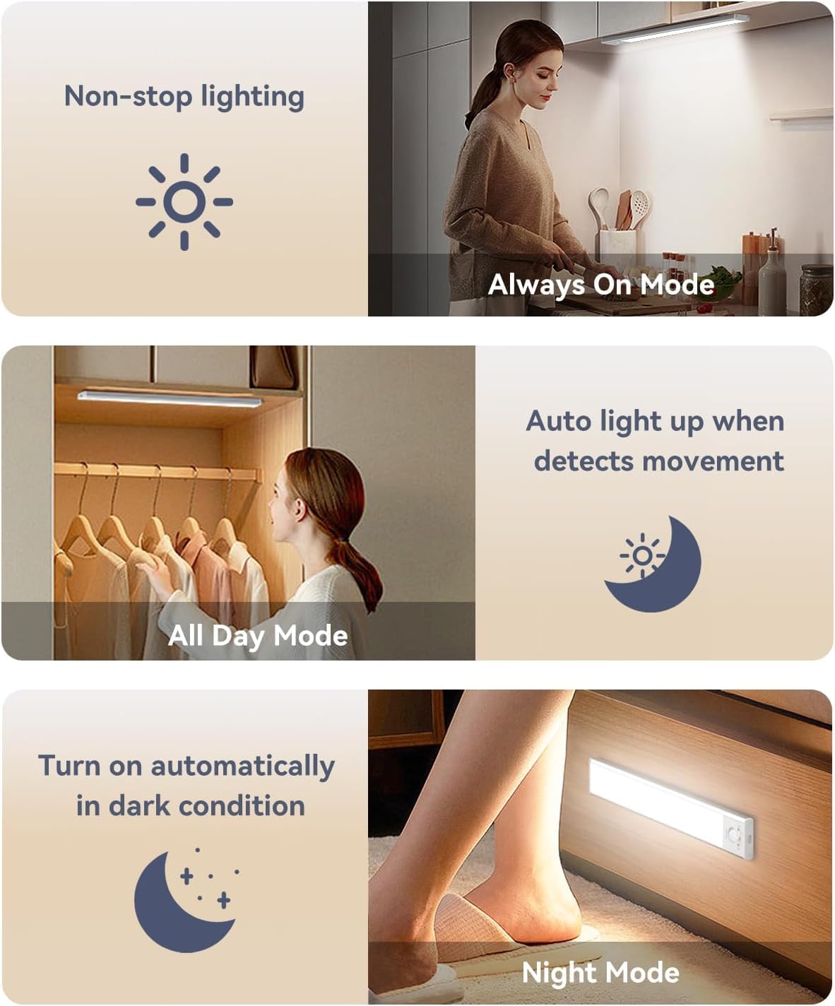 pir motion sensor with 10ft/120° detection range and 20-second auto-off