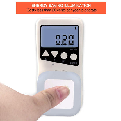 plug-in form factor (no wiring, no batteries) sized 2.56 x 2.56 x 1.1 inches