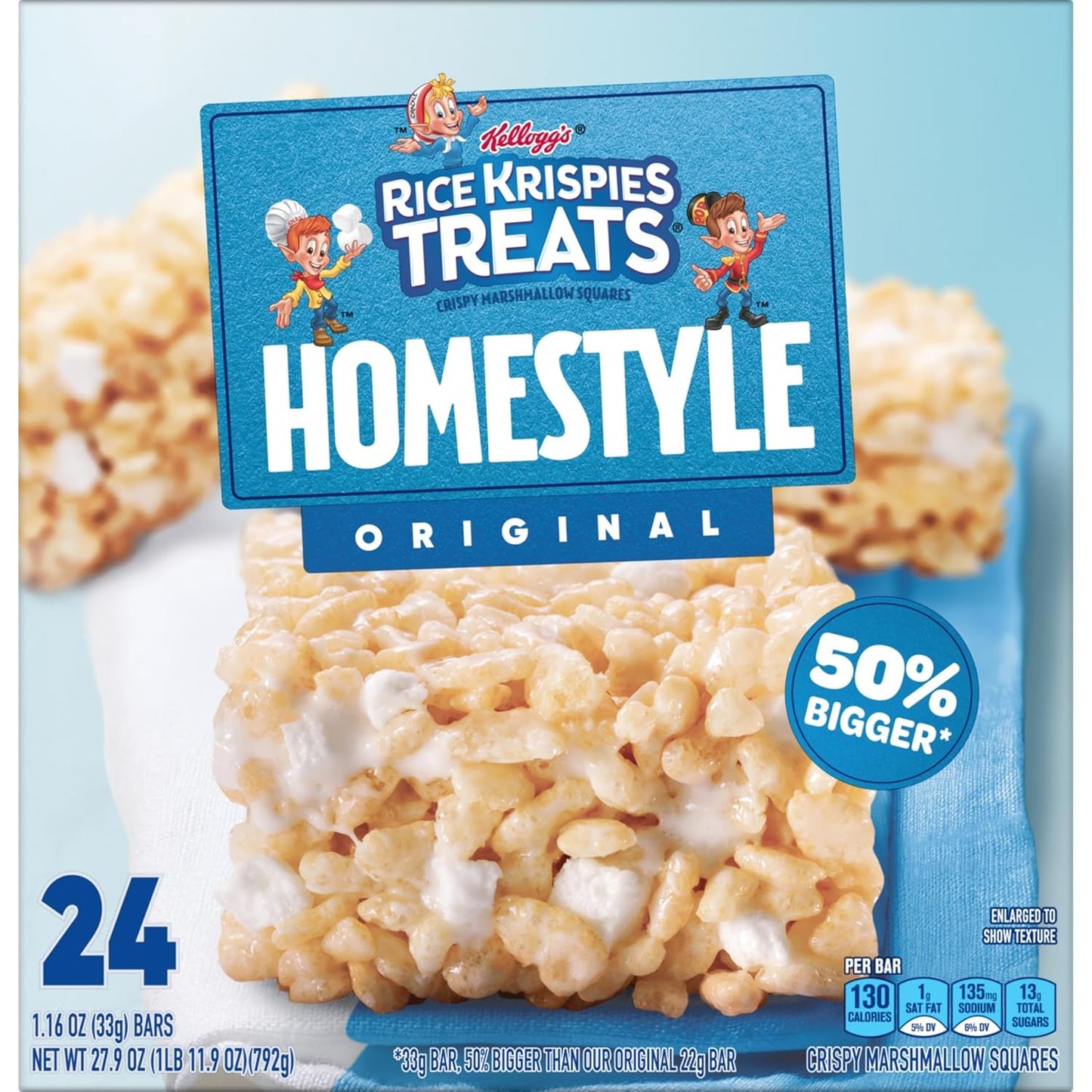 Rice Krispies Treats Homestyle Marshmallow Snack Bars Wholesome After-School Snack Choice for Health-Conscious Families, Bulk Box
