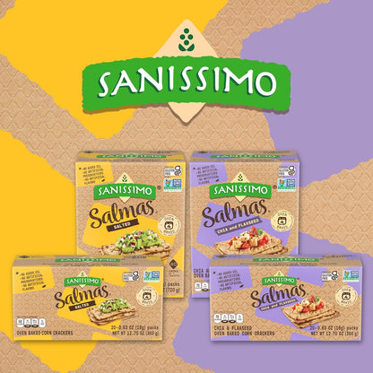 Sanissimo Salmas Salted – Crunchy Car Cup Holder Crackers for Road Trips with Kids