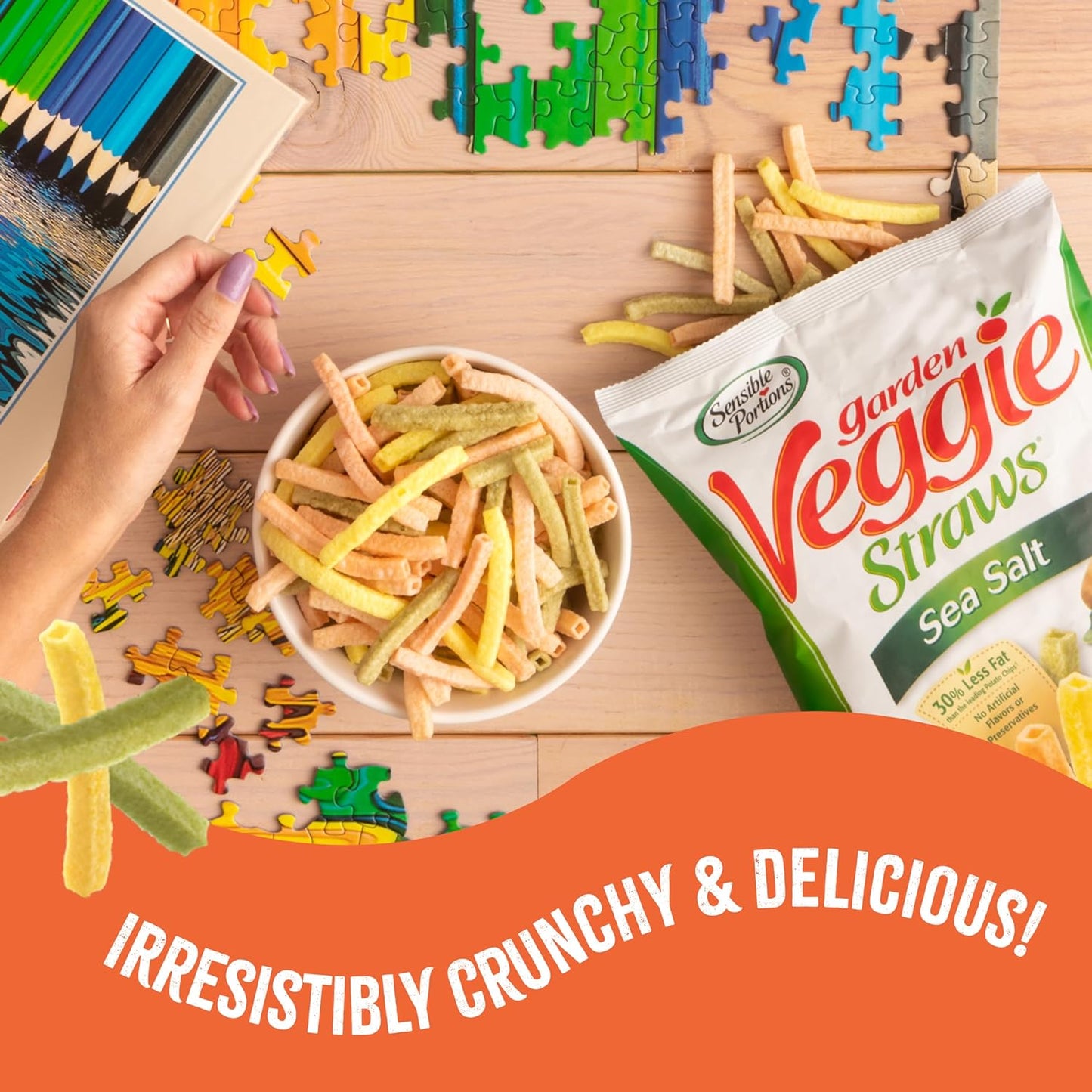Sensible Portions Garden Veggie Straws Variety Pack for Focus Snack Breaks at Work, Low-Calorie Crunchy Pouches