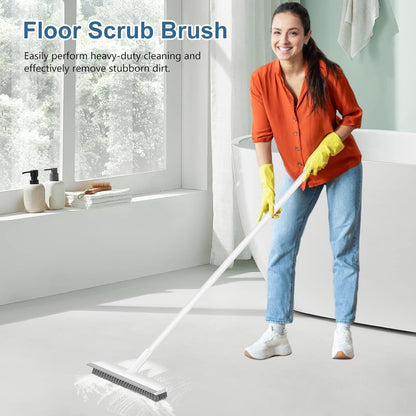 SetSail One Tool Floor Cleaner Brush with Adjustable Handle, Declutter Cleaning Closet with Stiff Bristle Scrubber and Built in Scraper