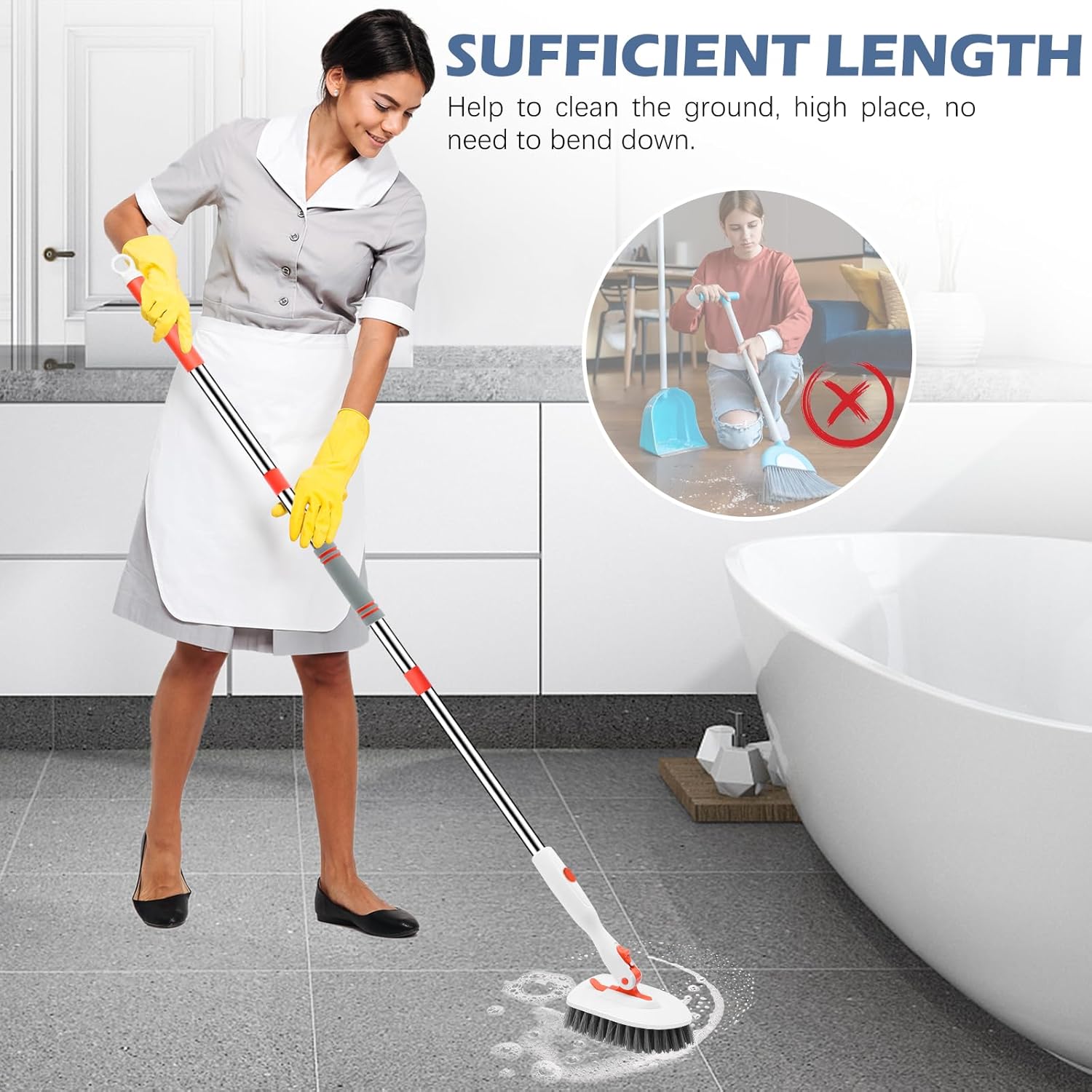 SetSail Telescoping Scrub Brush – Streamlined Storage Solution for Studio Living, Fits in Any Closet