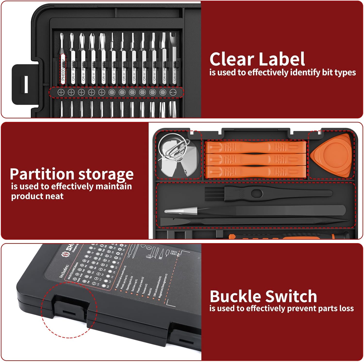 SHARDEN 58-Piece Screwdriver Case – Durable Repair Tools for Patio Workshops and Outdoor Hobbies