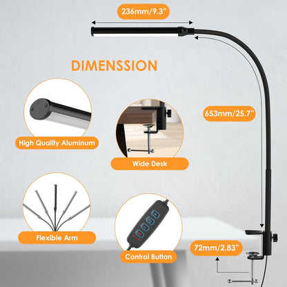 ShineTech LED Clip Lamp – Holiday Gift for College Students and Remote Workers, Adjustable Color Temperature Task Light